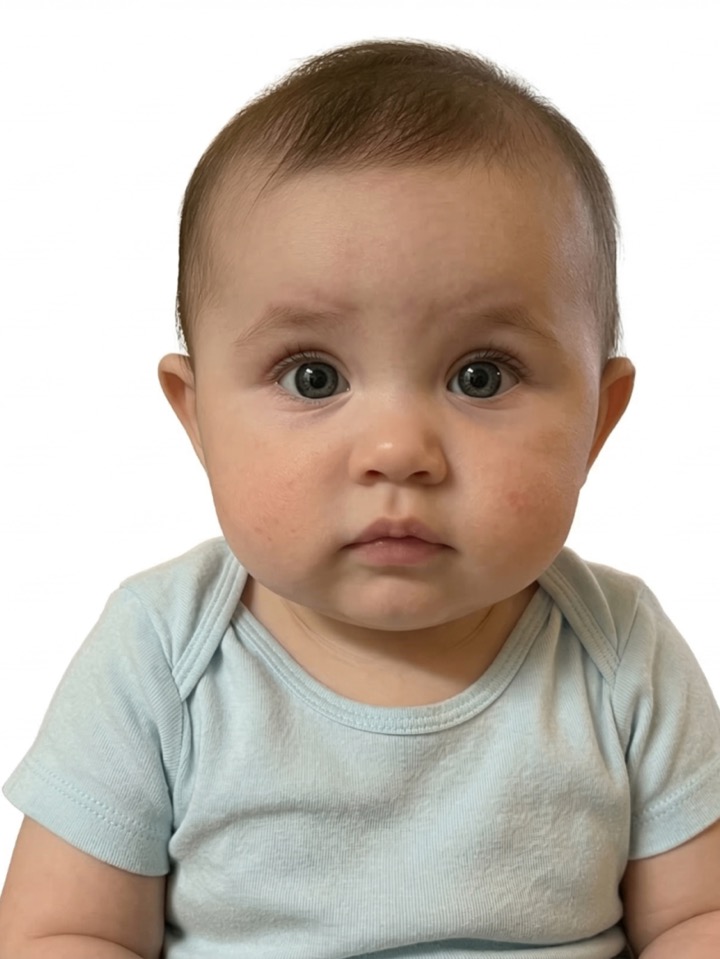 After: passport photo with a clean white background, cut to the correct size at 300 DPI